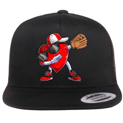Valentines Day Dabbing Heart Shirt Boys Baseball Catcher Flat Bill Trucker Hat