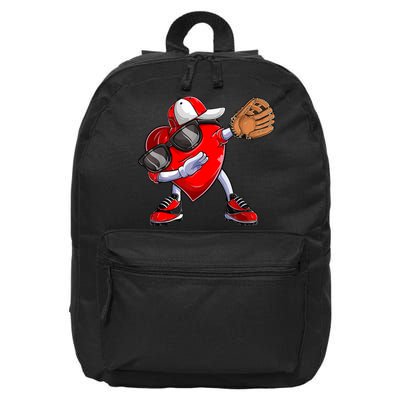 Valentines Day Dabbing Heart Shirt Boys Baseball Catcher 16 in Basic Backpack