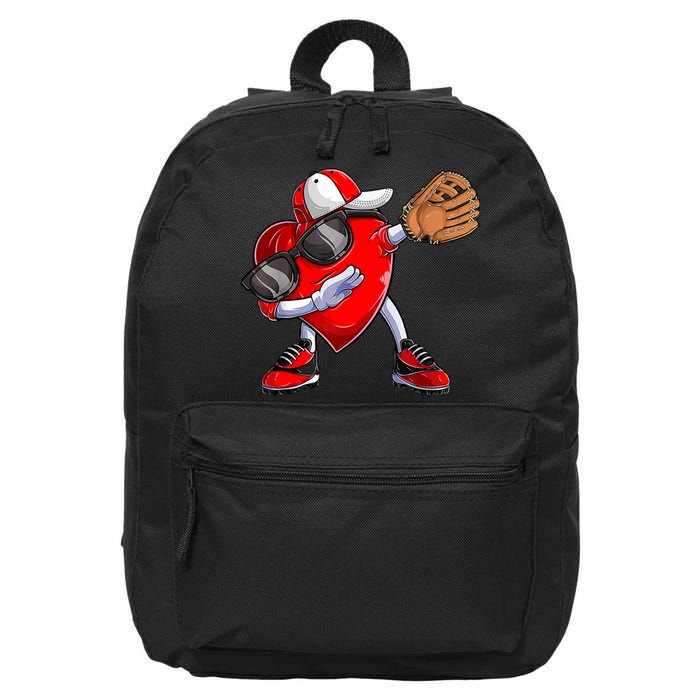 Valentines Day Dabbing Heart Shirt Boys Baseball Catcher 16 in Basic Backpack