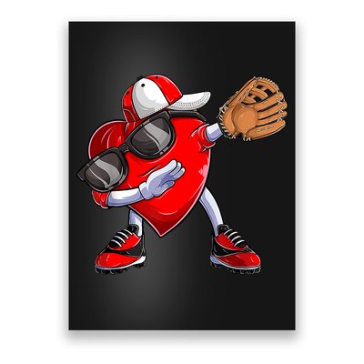 Valentines Day Dabbing Heart Shirt Boys Baseball Catcher Poster