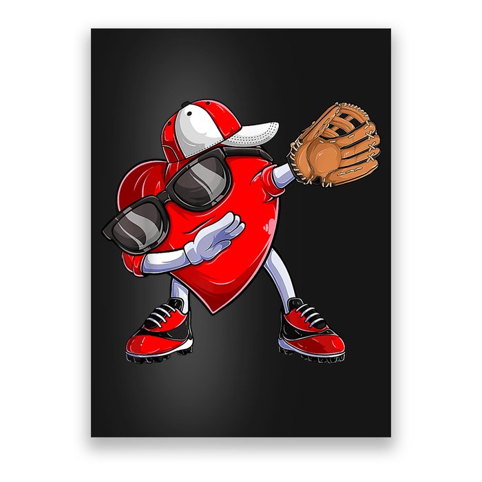Valentines Day Dabbing Heart Shirt Boys Baseball Catcher Poster