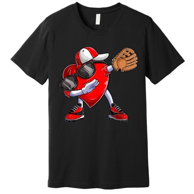 Valentines Day Dabbing Heart Shirt Boys Baseball Catcher Premium T-Shirt