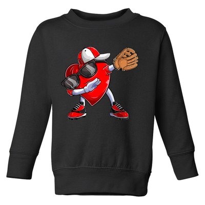 Valentines Day Dabbing Heart Shirt Boys Baseball Catcher Toddler Sweatshirt