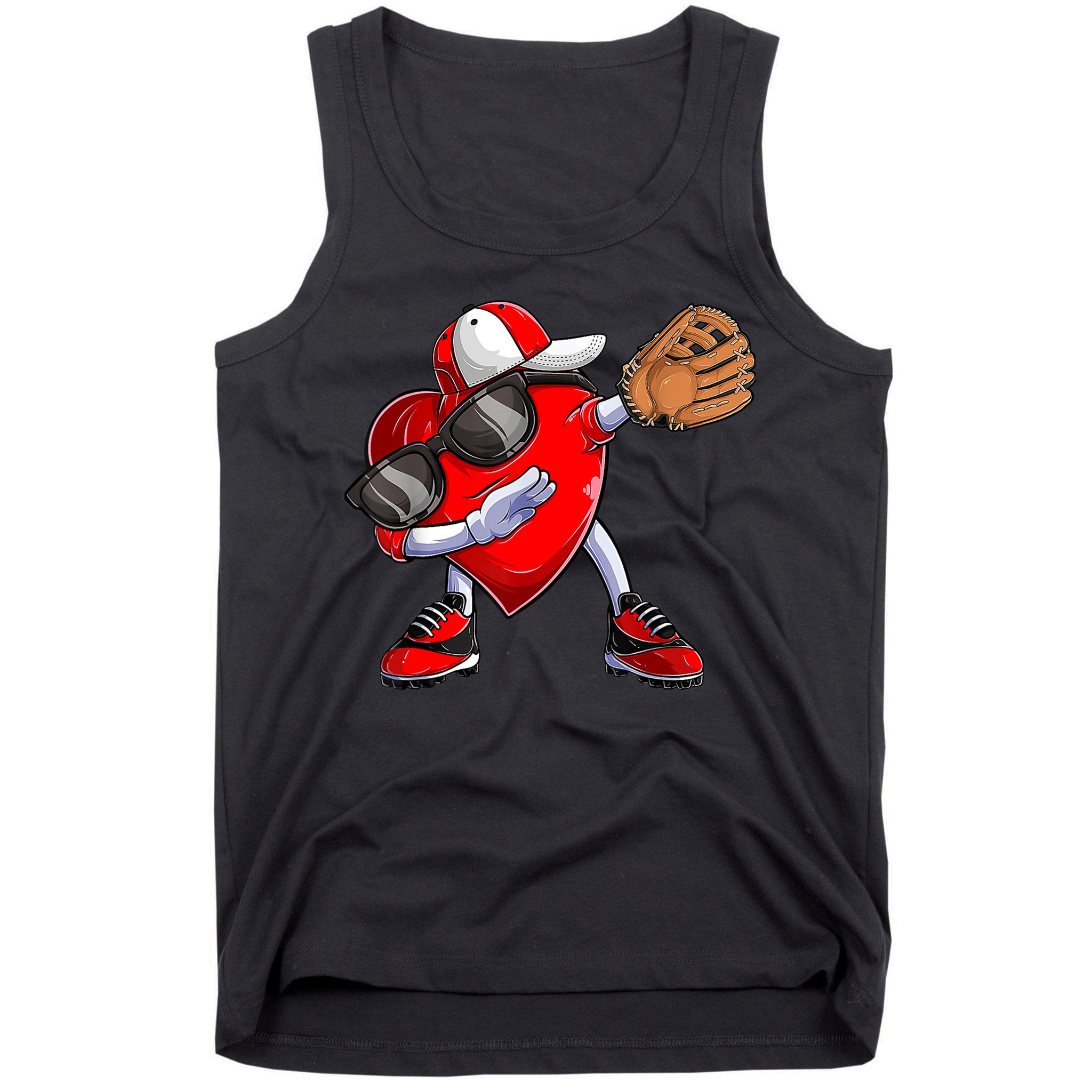 Valentines Day Dabbing Heart Shirt Boys Baseball Catcher Tank Top