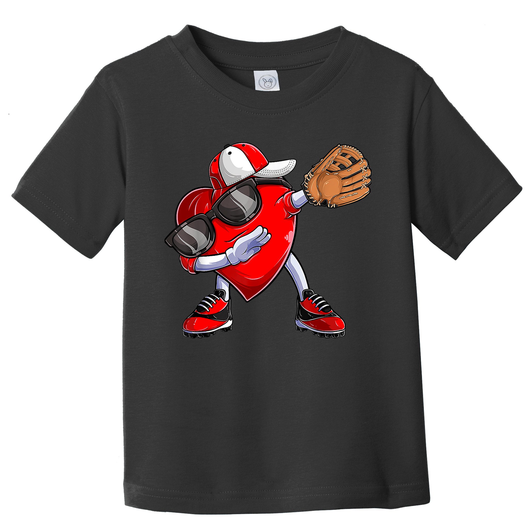 Valentines Day Dabbing Heart Shirt Boys Baseball Catcher Toddler T-Shirt