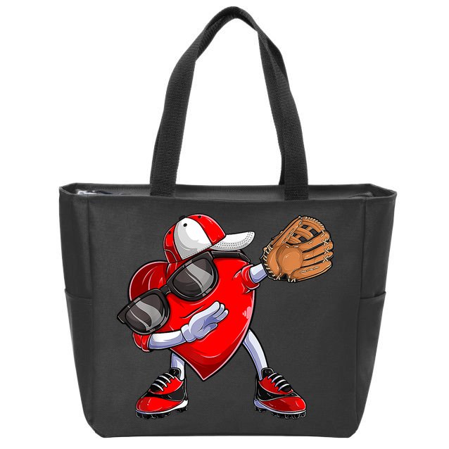 Valentines Day Dabbing Heart Shirt Boys Baseball Catcher Zip Tote Bag