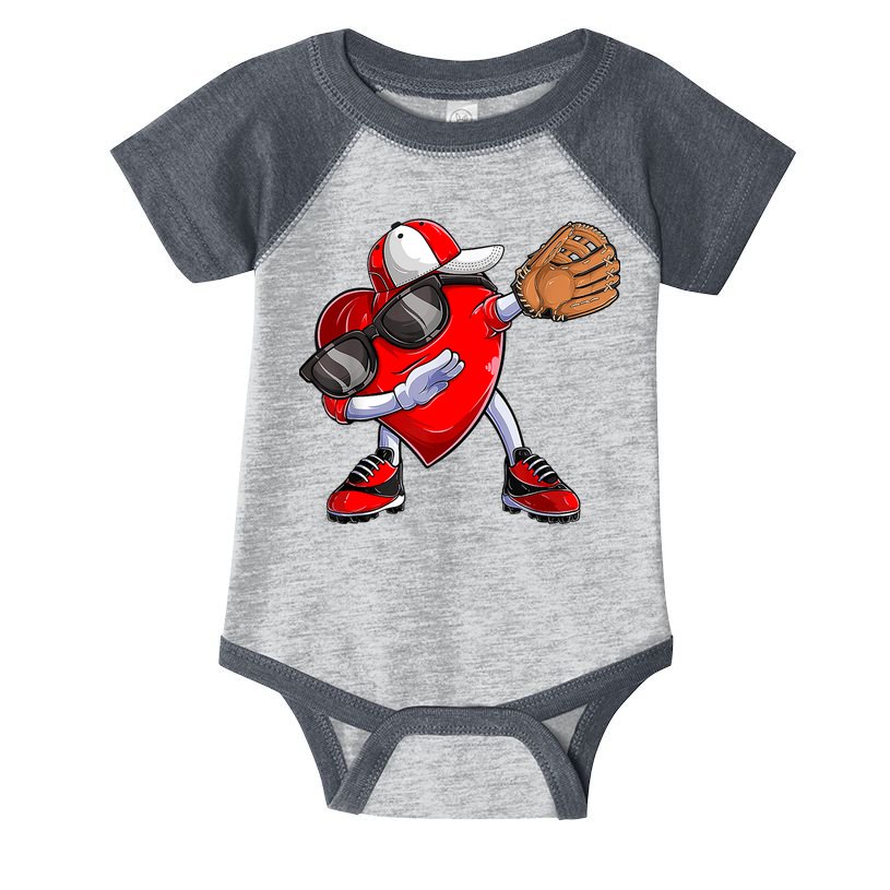 Valentines Day Dabbing Heart Shirt Boys Baseball Catcher Infant Baby Jersey Bodysuit