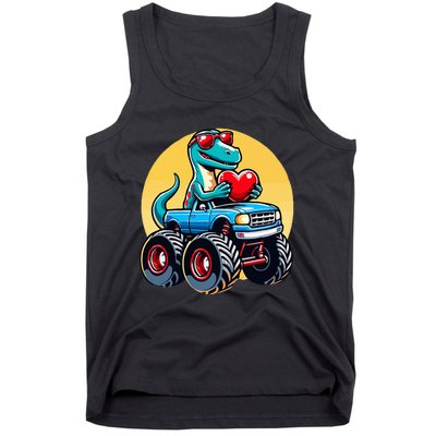 Valentines Day Dinosaur Catzilla Riding Truck Funny Tank Top