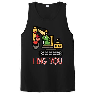 Valentines Day Excavator Dino I Dig You PosiCharge Competitor Tank