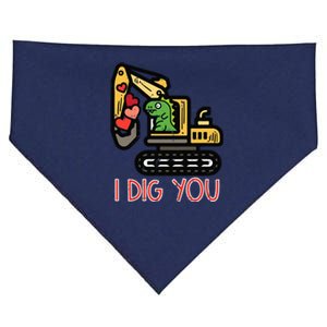 Valentines Day Excavator Dino I Dig You USA-Made Doggie Bandana