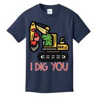 Valentines Day Excavator Dino I Dig You Kids T-Shirt