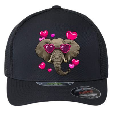 Valentines Day Elephant Heart Love Couples Elephant Lover Cool Gift Flexfit Unipanel Trucker Cap