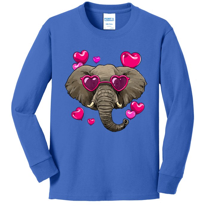 Valentines Day Elephant Heart Love Couples Elephant Lover Cool Gift Kids Long Sleeve Shirt