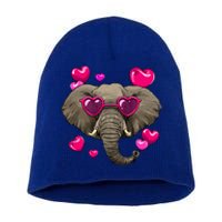 Valentines Day Elephant Heart Love Couples Elephant Lover Cool Gift Short Acrylic Beanie