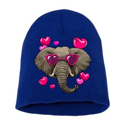 Valentines Day Elephant Heart Love Couples Elephant Lover Cool Gift Short Acrylic Beanie