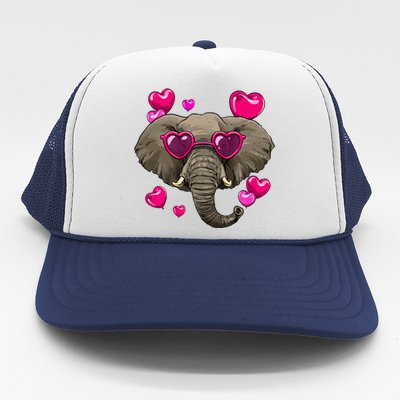 Valentines Day Elephant Heart Love Couples Elephant Lover Cool Gift Trucker Hat