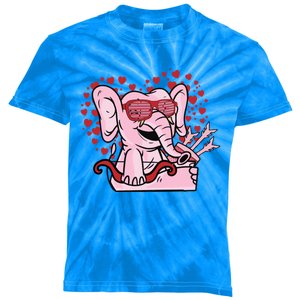 Valentines Day Elephant Holding Heart Gift Kids Tie-Dye T-Shirt