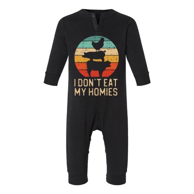 Vegan Dont Eat My Homies Retro Vegetarian Infant Fleece One Piece