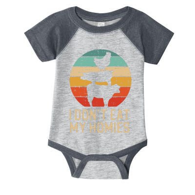 Vegan Dont Eat My Homies Retro Vegetarian Infant Baby Jersey Bodysuit