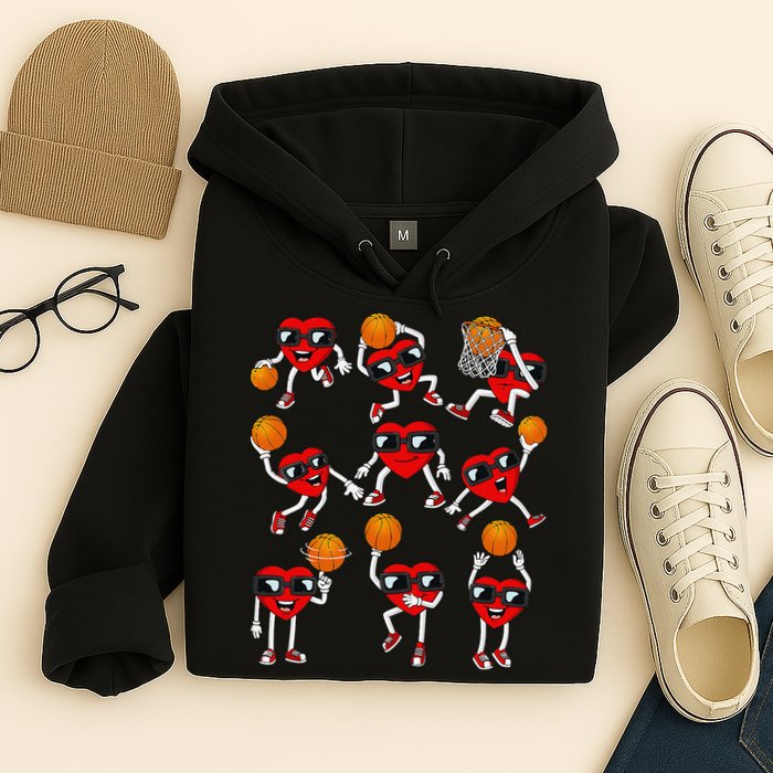 Valentines Day funny Basketball Heart Dunking Hoodie