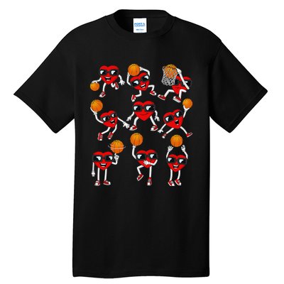 Valentines Day funny Basketball Heart Dunking Tall T-Shirt