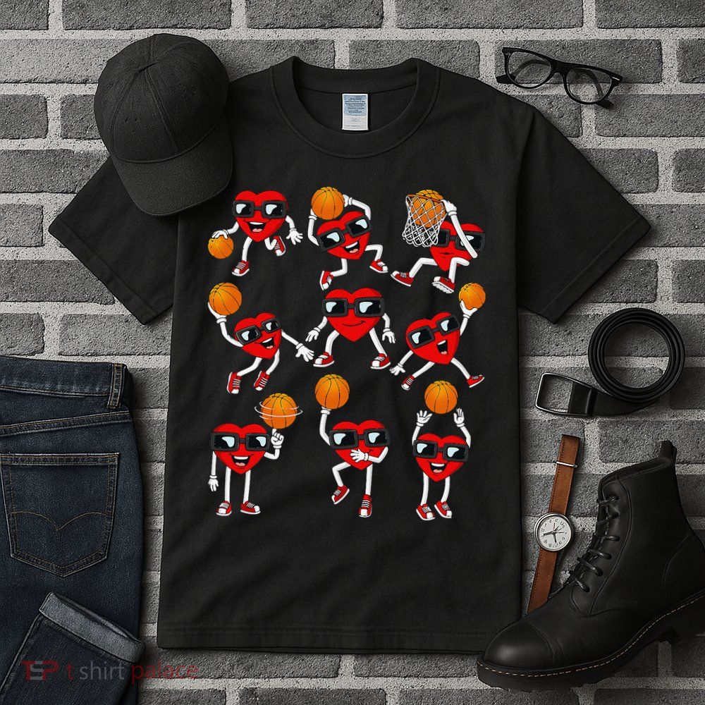 Valentines Day funny Basketball Heart Dunking Tall T-Shirt
