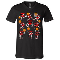 Valentines Day funny Basketball Heart Dunking V-Neck T-Shirt