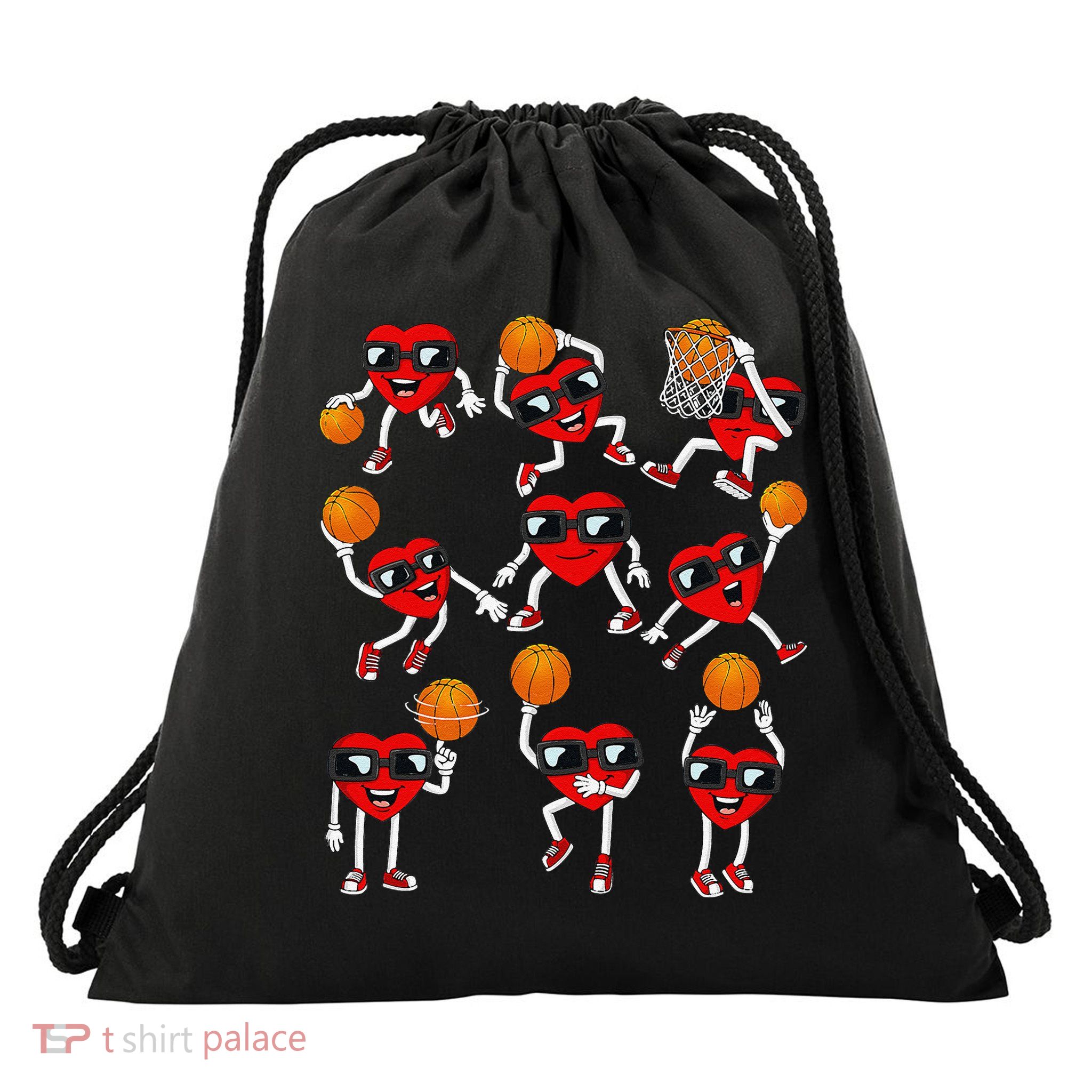 Valentines Day funny Basketball Heart Dunking Drawstring Bag