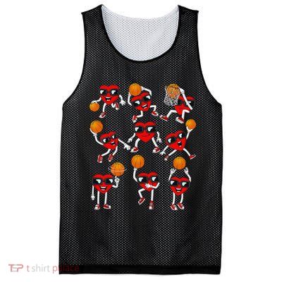 Valentines Day funny Basketball Heart Dunking Mesh Reversible Basketball Jersey Tank