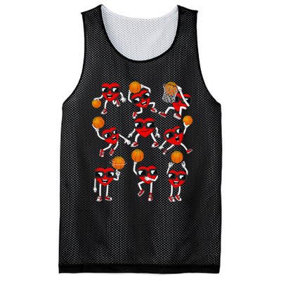 Valentines Day funny Basketball Heart Dunking Mesh Reversible Basketball Jersey Tank