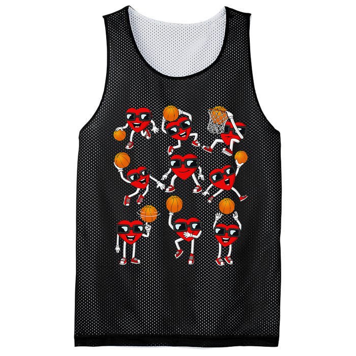 Valentines Day funny Basketball Heart Dunking Mesh Reversible Basketball Jersey Tank