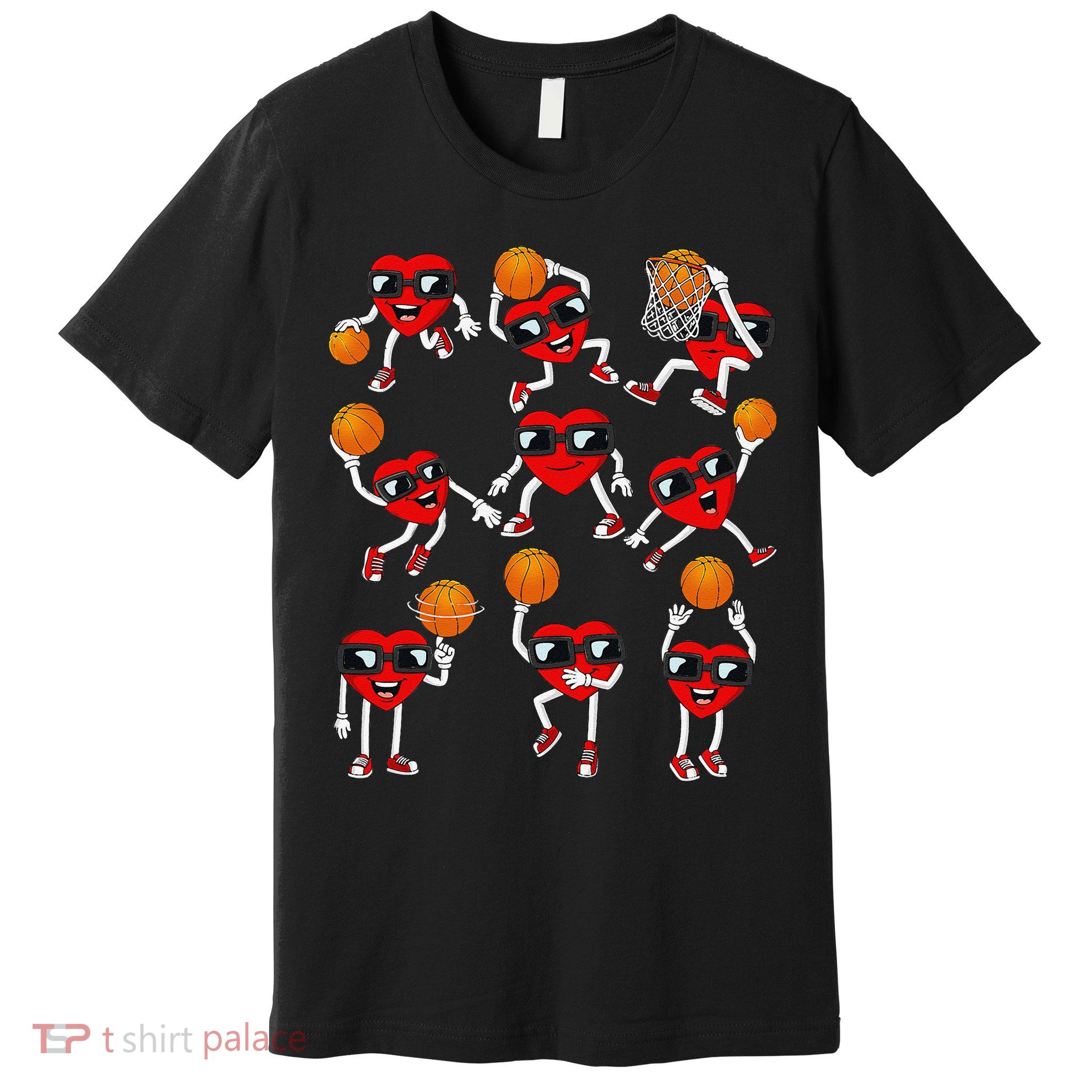Valentines Day funny Basketball Heart Dunking Premium T-Shirt