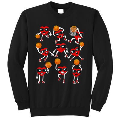 Valentines Day funny Basketball Heart Dunking Tall Sweatshirt