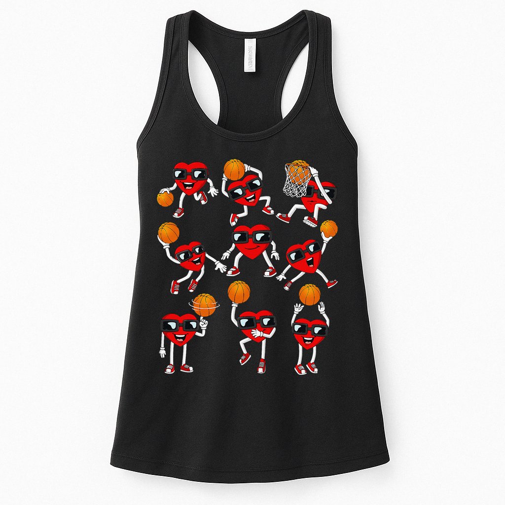Valentines Day funny Basketball Heart Dunking Womens Tank Top