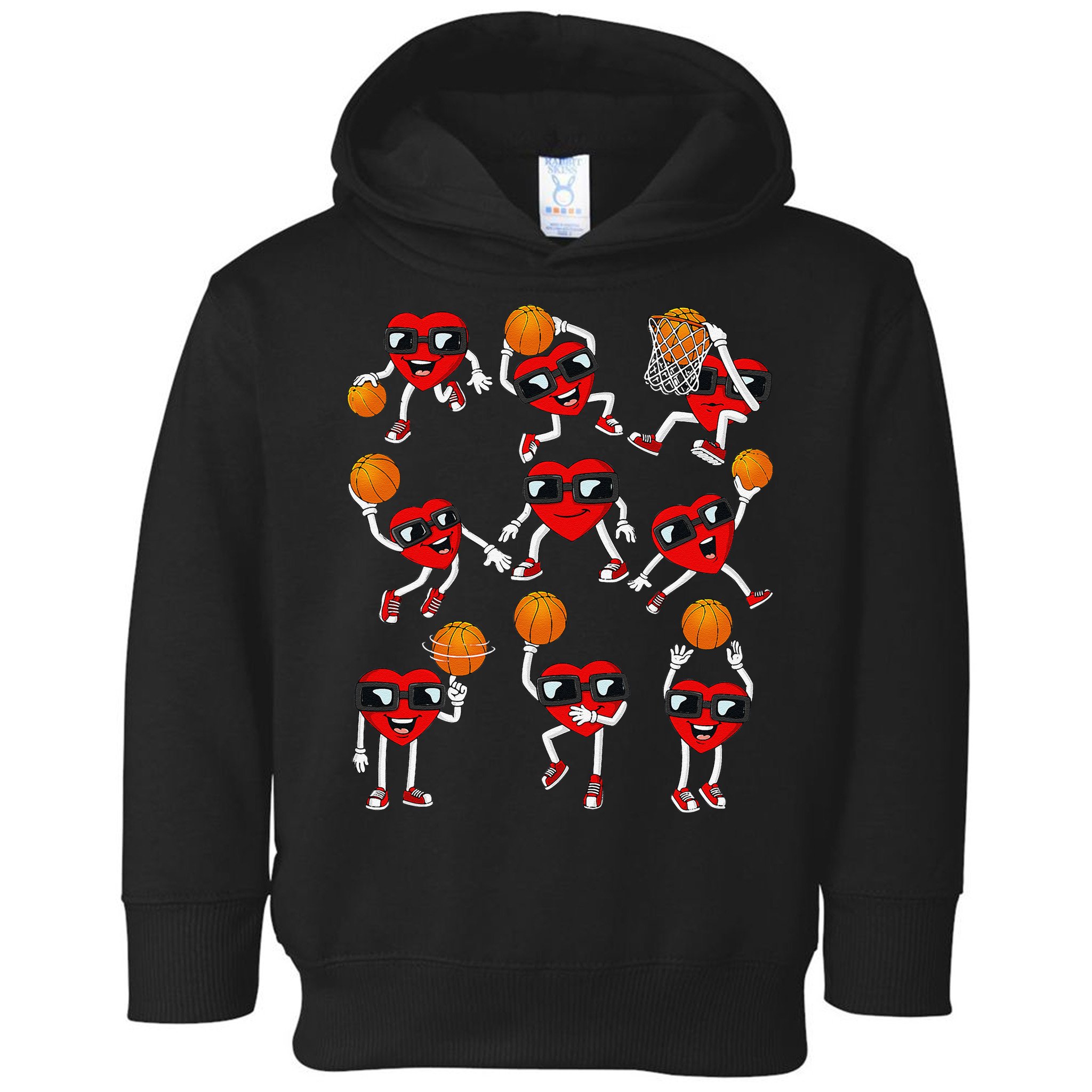 Valentines Day funny Basketball Heart Dunking Toddler Hoodie