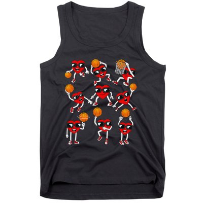 Valentines Day funny Basketball Heart Dunking Tank Top