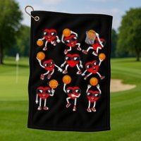 Valentines Day funny Basketball Heart Dunking Golf Towel