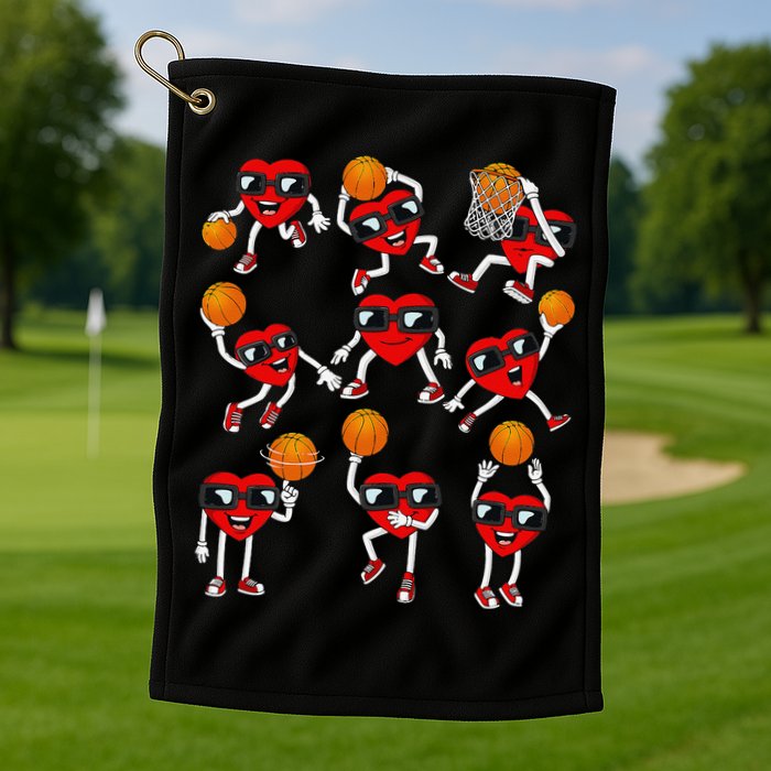 Valentines Day funny Basketball Heart Dunking Golf Towel
