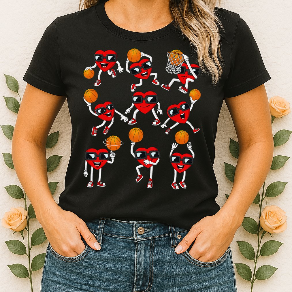 Valentines Day funny Basketball Heart Dunking Womens T-Shirt