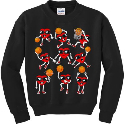 Valentines Day funny Basketball Heart Dunking Kids Sweatshirt