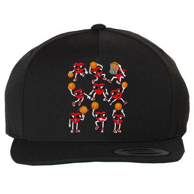 Valentines Day funny Basketball Heart Dunking Wool Snapback Cap