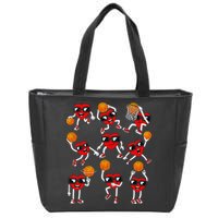 Valentines Day funny Basketball Heart Dunking Zip Tote Bag