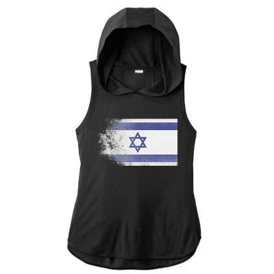 Vintage Distressed Flag of Israel Pray for Israel Pro Jewish  Ladies PosiCharge Tri-Blend Wicking Draft Hoodie Tank