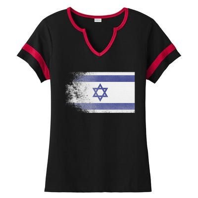 Vintage Distressed Flag of Israel Pray for Israel Pro Jewish  Ladies Halftime Notch Neck Tee