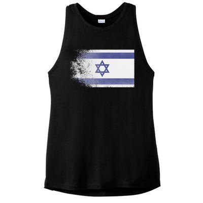 Vintage Distressed Flag of Israel Pray for Israel Pro Jewish  Ladies PosiCharge Tri-Blend Wicking Tank