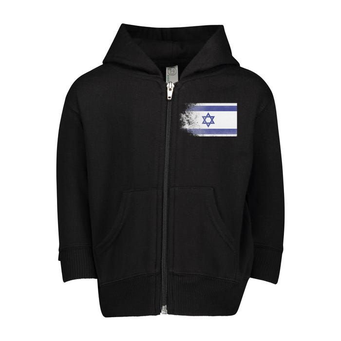 Vintage Distressed Flag of Israel Pray for Israel Pro Jewish  Toddler Zip Fleece Hoodie