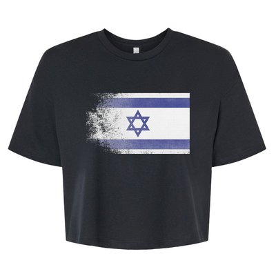 Vintage Distressed Flag of Israel Pray for Israel Pro Jewish  Bella+Canvas Jersey Crop Tee