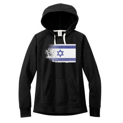 Vintage Distressed Flag of Israel Pray for Israel Pro Jewish  Women's Fleece Hoodie