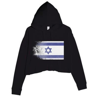 Vintage Distressed Flag of Israel Pray for Israel Pro Jewish  Crop Fleece Hoodie