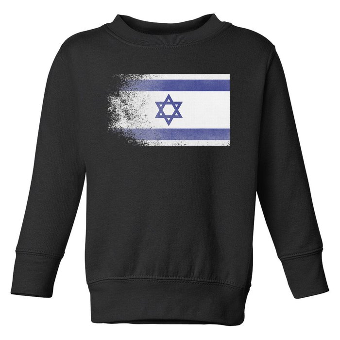 Vintage Distressed Flag of Israel Pray for Israel Pro Jewish  Toddler Sweatshirt